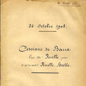 October 26, 1908 French Notary Legal Document Cover Page, 1 Page Vintage French Calligraphy, Antique French Script Document Page PSS 5123
