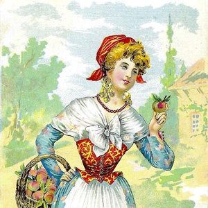 Vintage French Female in Folk Costume Postcard for Framing, Book Making, Junk Journals, Collage, Scrapbooking and Paper Crafts PSS 5998