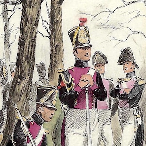 ヴィンテージ 1814 École Spéciale Militaire de Saint-Cyr、Compagnie d'elite フランス ポストカード モーリス トゥーサン作 ペーパー アート PSS 6189 で使用
