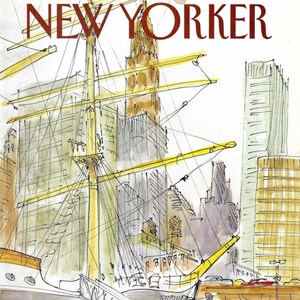 ニューヨーカー誌の表紙 1981年8月31日 北京の大型帆船が桟橋に停泊 ジェームズ・スティーブンソン作 額装またはペーパーアート用 PSS 5115