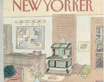 Traditional New Yorker マッキーノ Mサイズ New Yorker Magazine Cover Mar. 5, 1984 A Man Reads While His Dog