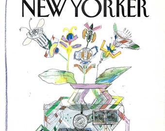 The New Yorker Magazine Cover Jan. 12, 1987, A Stamped Work of Art by Saul Steinberg to Frame or for Paper Arts PSS 5220