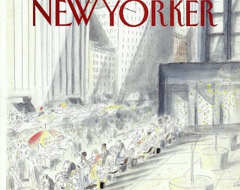 New Yorker Magazine Cover May 18, 1987, Business People Eating Lunch Outdoors by Jean-Jacques Sempe to Frame or for Paper Arts PSS 5554