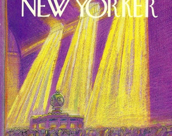 New Yorker Magazine Cover Dec. 18, 1978, Sunbeams in Grand Central Station. by Eugene Mihaesco to Frame or for Paper Arts PSS 5218