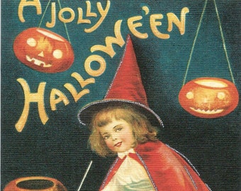 Jolly Halloween Greeting Card par Cavallini à la poste ou pour Framing, Collage, Scrapbooking, Paper Arts et PLUS PSS 4480