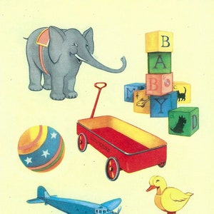 vintage Baby Collage Thank You Note Card par Cavallini à cadrer ou utiliser dans les projets d’artisanat PSS 4491