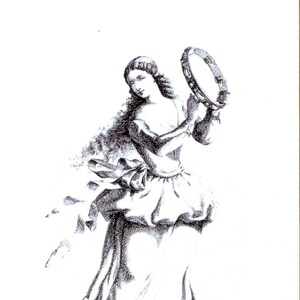 Italienische Commedia dell'Arte La Ballerina Schwarz-Weiß-Fotodruck zum Rahmen oder zur Verwendung in Papierkunst, Collage, Scrapbooking PSS 5121