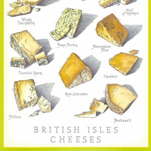 British Isles Cheeses Chart Poster by John Burgoyne for Cook&#39;s Illustrated Magazine March & April 2013 to Frame or for Paper Arts PSS 5301
