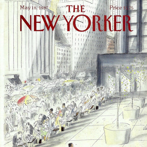The New Yorker Magazine Cover May 18, 1987, Business People Eating Lunch Outdoors by Jean-Jacques Sempe to Frame or for Paper Arts PSS 5554