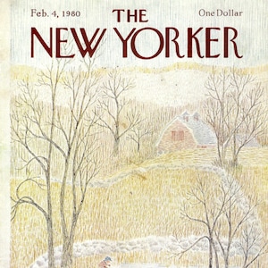 ニューヨーカー誌の表紙、1980年2月4日、氷の池でホッケーをする少年たち、チャールズ・E・マーティン作、額装またはペーパーアート用 PSS 5557