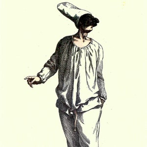 Italian Commedia dell&#39;Arte Pulciniella (Polliciniella) Print to Frame or use in Paper Arts, Collage, Scrapbook and Craft Projects PSS 6059