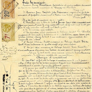 1927 年フランス製ヴィンテージ文書ページ、法的情報と納税印紙付き、額装またはコラージュ、ジャンクジャーナル、ペーパーアート用 PSS 5741