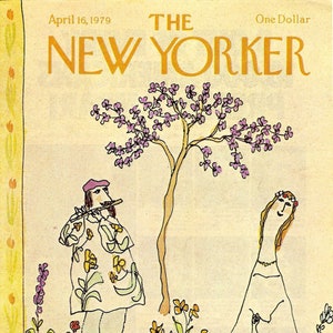 New Yorker Magazine Cover April 16, 1979, A Flute Player by William Steig to Frame or for Paper Arts PSS 5929