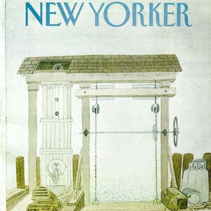 New Yorker Magazine Cover 3. Aug. 1981 A Boat House at the Sea Shore von Charles E. Martin zum Einrahmen oder für Paper Arts PSS 6228