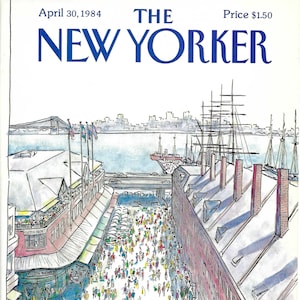 1984年4月30日号のニューヨーカー誌の表紙、マンハッタンのフルトン魚市場、アーサー・ゲッツ作、額装またはペーパーアート用 PSS 5739