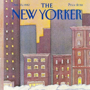 New Yorker Magazine Cover Dec. 13, 1982, Cars Driving in Snow in a Neighborhood by Lonni Sue Johnson to Frame or for Paper Arts PSS 5921