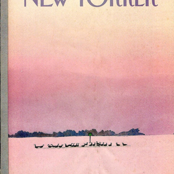The New Yorker Magazine Cover Feb. 4, 1985, Geese on a Frozen Lake by Susan Davis to Frame or for Paper Arts PSS 5211