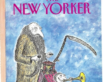 New Yorker Magazine Cover Jan. 2, 1989, Old Year Pushing in the New Year by Edward Koren to Frame or for Paper Arts PSS 5670