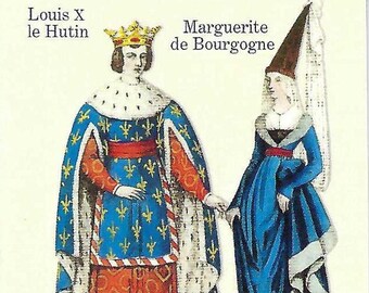 French Louis X le Hutin & Marguerite de Bourgogne French Memory Card for Your Travel Journal, Junk Journal, Scrapbook or Paper Arts PSS 5826