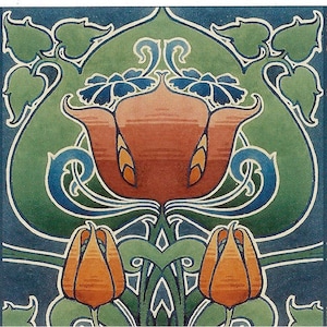 Jahrgang Jugendstil Tulpe Papier Reproduktion von 1905 Textil-Design für Decoupage, Collage, DIY Handwerk Projekte, Scrapbooking PSS 4632