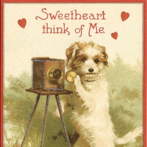 Carte de vœux Valentine par Cavallini Sweetheart Think of Me to Mail ou pour framing, Collage, Scrapbooking, Paper Arts PSS 3569