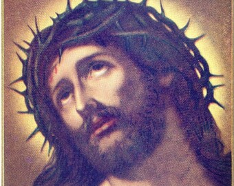 Religious Art Vintage Prayer Cards Funeral Burial Cards Crown of Thorns PSS 3517