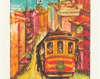 Vintage Holiday Greetings from San Francisco Note Card by Cavallini to Frame or Use in Craft Projects PSS 4500