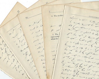 Gregg Shorthand Pages Set of 4 Vintage Collage Paper Pack, Background Paper, Junk Journal Paper, Scrapbooking Paper PSS 3297