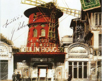 French Moulin Rouge Postcard Poster to Frame or for Paper Arts, Collage, Scrapbooking PSS 3301