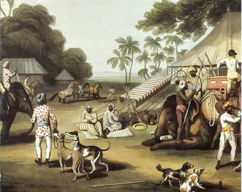 Captain Thomas Williamson's "India Sports Hunting Campsite" Book Plate to Frame or for Paper Arts, Collage, Scrapbooking and MORE PSS 3182