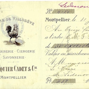 vintage Janvier 1904 Chèque de banque français Original Document PSS 5855