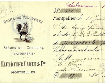 Vintage January 1904 French Cashiers Cheque Original Check Document PSS 5855