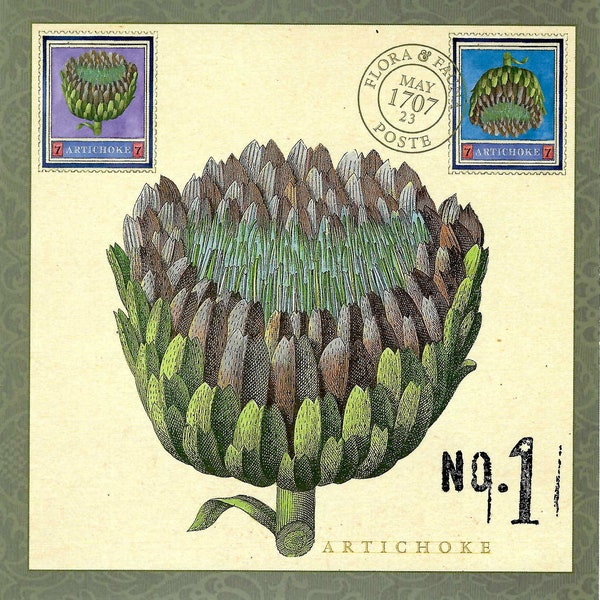 Oversized Postkarte Artischocke NO. 1 Flora Botanical mit Artischocke PSS 5199