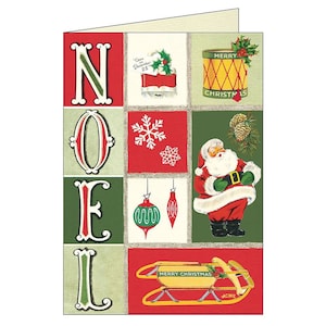 Vintage Noel Christmas Greeting Note Card by Cavallini to Frame or Use in Craft Projects PSS 5608