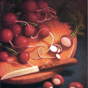 Radishes Still Life by Brent Watkinson for Vintage Cook&#39;s Illustrated Magazine Cover to Frame or for Paper Arts PSS 5318