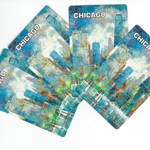 Chicago Skyline 4 Playing Cards for ATCs, ACEOs, Collage, Junk Journals, Scrapbooking, Paper Arts and Crafting PSS 4743