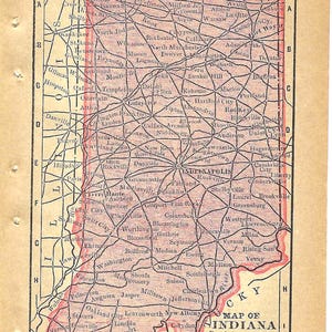 Vintage 1903 Indiana Kartenbuchseite für Junk Journals, Collage, Mixed Media, Paper Arts oder Decoupage PSS 6025