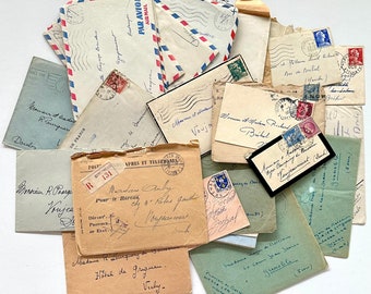 5 Vintage French Used Envelope Paper Ephemera for Junk Journals, Collage, Mixed Media, Paper Arts, Scrapbooking and More PSS 5470