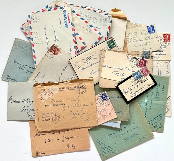 5 Vintage French Used Envelope Paper Ephemera for Junk Journals