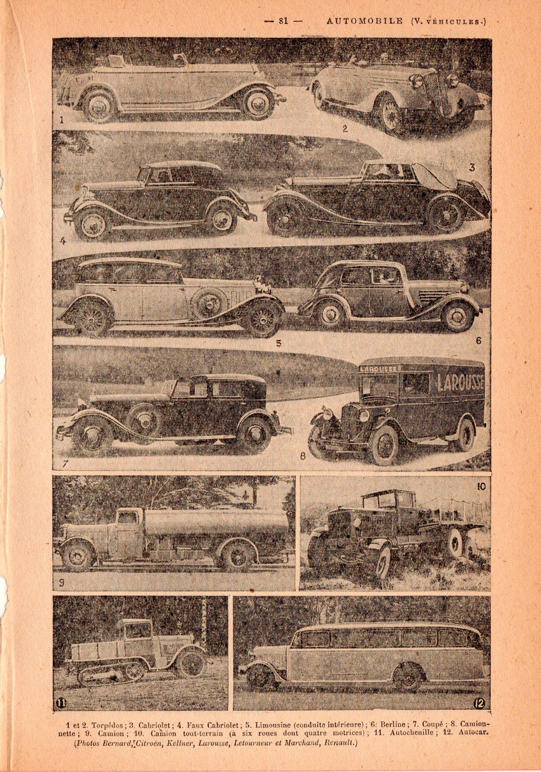 Automobiles a Rare Antique Book Page Illustration From 1926 - Etsy