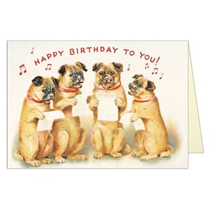 Chiens chantant "Happy Birthday" Carte de vœux par Cavallini à envoyer par courrier ou pour l'encadrement, le collage, le scrapbooking, les arts du papier et les projets d'artisanat PSS 5594