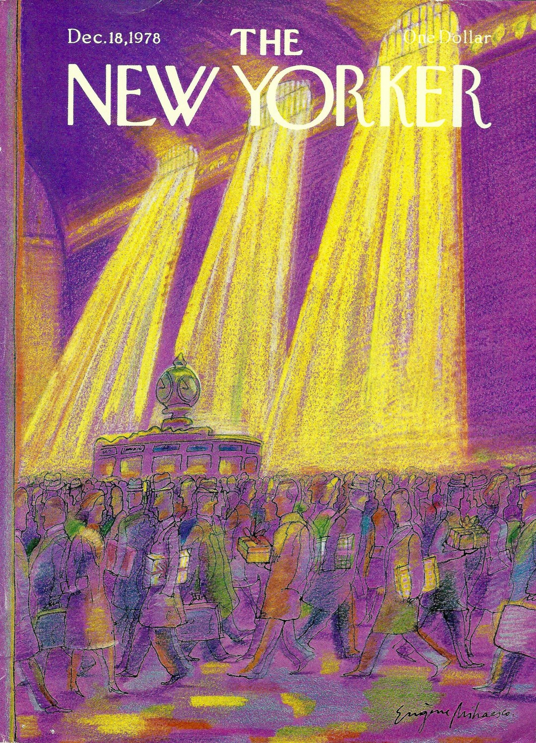 New Yorker Magazine Cover Dec. 18, 1978, Sunbeams in Grand Central