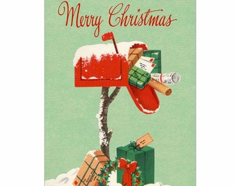 Merry Christmas Holiday Card par Cavallini à la poste ou pour Framing, Collage, Scrapbooking et Paper Arts PSS 4383