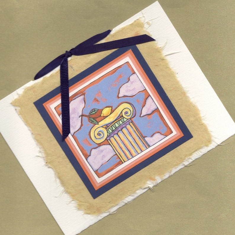 Greeting Card Handmade Lemon on a Pedestal All Occasion Handmade Greeting Card PSS 1652