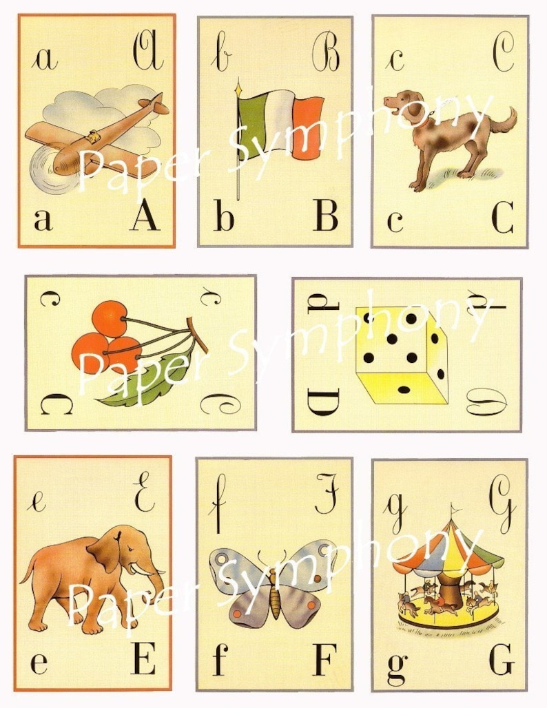 Vintage Inspired Italian Alphabet Flash Cards Digital Collage Etsy