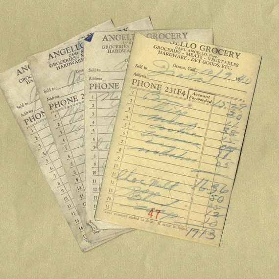 vintage handwritten grocery receipt list credit tags collage paper pack paper arts paper ephemera mixed media more pss 1473 handwritten grocery list