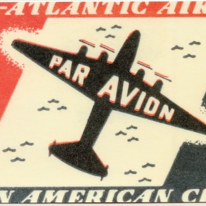 Carte postale vintage Par Avion Pan American Clipper par Cavallini à envoyer par la poste, le cadre ou le journal indésirable, fabrication de livres, collage, Paper Arts PSS 5050