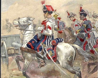 Vintage 1857 Garde Imperiale, Artillerie & Cheval, Trompette French Postcard by Maurice Toussaint to Collect, Frame or Junk Journal PSS 6153