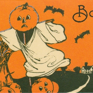 Vintage Halloween Scarecrow Postcard by Cavallini to Mail or Frame or for Junk Journal, Book Making, Collage, Scrapbook, Paper Arts PSS 5040