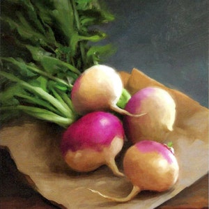 Turnips Still Life by Brent Watkinson for Cook&#39;s Illustrated Magazine Cover March & April 2016 to Frame or for Paper Arts PSS 5156